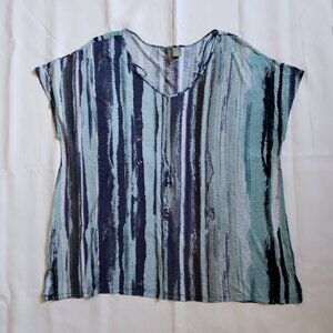 Kenar woman 2X Plus striped shirt stretch spring summer coastal